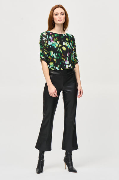 Joseph Ribkoff - Mesh Abstract Print Blouson Top