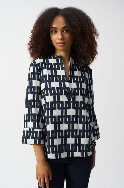 Joseph Ribkoff - Geometric Jacquard Trapeze Jacket