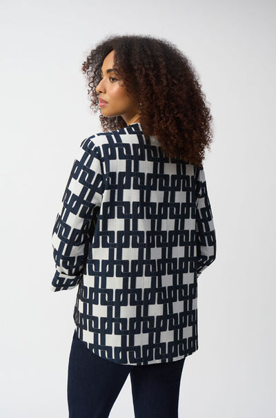 Joseph Ribkoff - Geometric Jacquard Trapeze Jacket