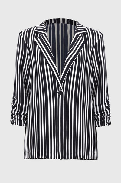 Joseph Ribkoff - Woven Stripe Print Boxy Blazer