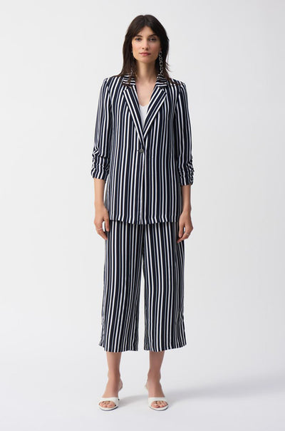 Joseph Ribkoff - Woven Stripe Print Boxy Blazer