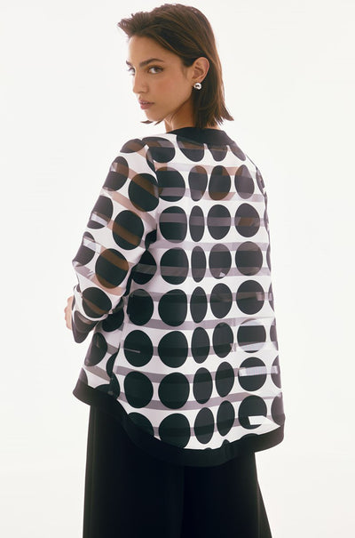 Joseph Ribkoff - Shadow Stripe Dot Print Swing Jacket