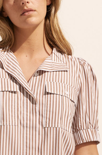 zoe kratzmann - allot top in mocha stripe