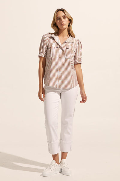 zoe kratzmann - allot top in mocha stripe