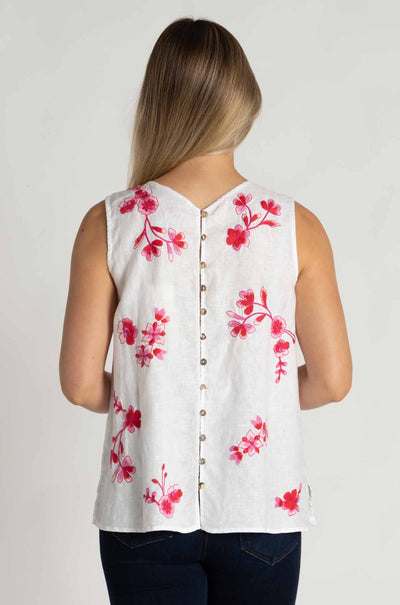 Johnny Was - Cassia Button Back Linen Tank