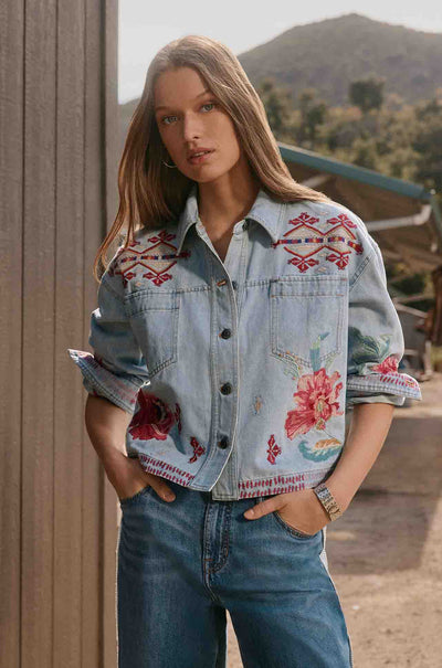 Johnny Was - Cropped Denim Jacket in Talulla Print