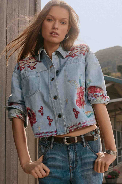 Johnny Was - Cropped Denim Jacket in Talulla Print