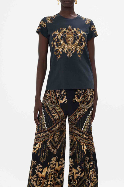 Camilla - Duomo Dynasty Slim Fit Round Neck T-Shirt - Solid Black