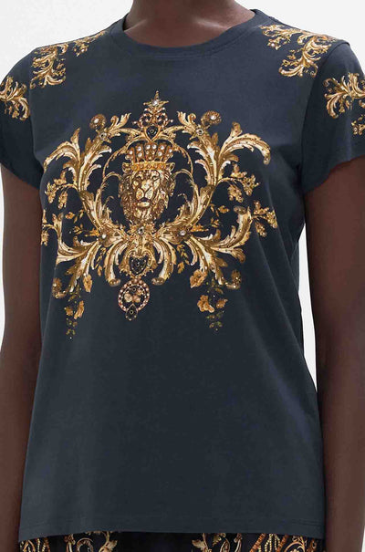 Camilla - Duomo Dynasty Slim Fit Round Neck T-Shirt - Solid Black