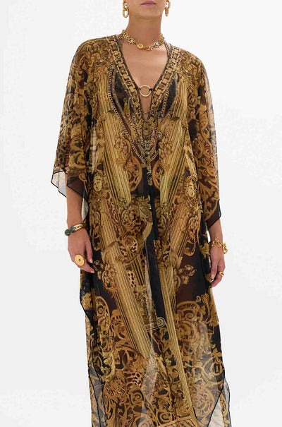 Camilla - Era Of Empires Stretch Mesh Kaftan with Trim