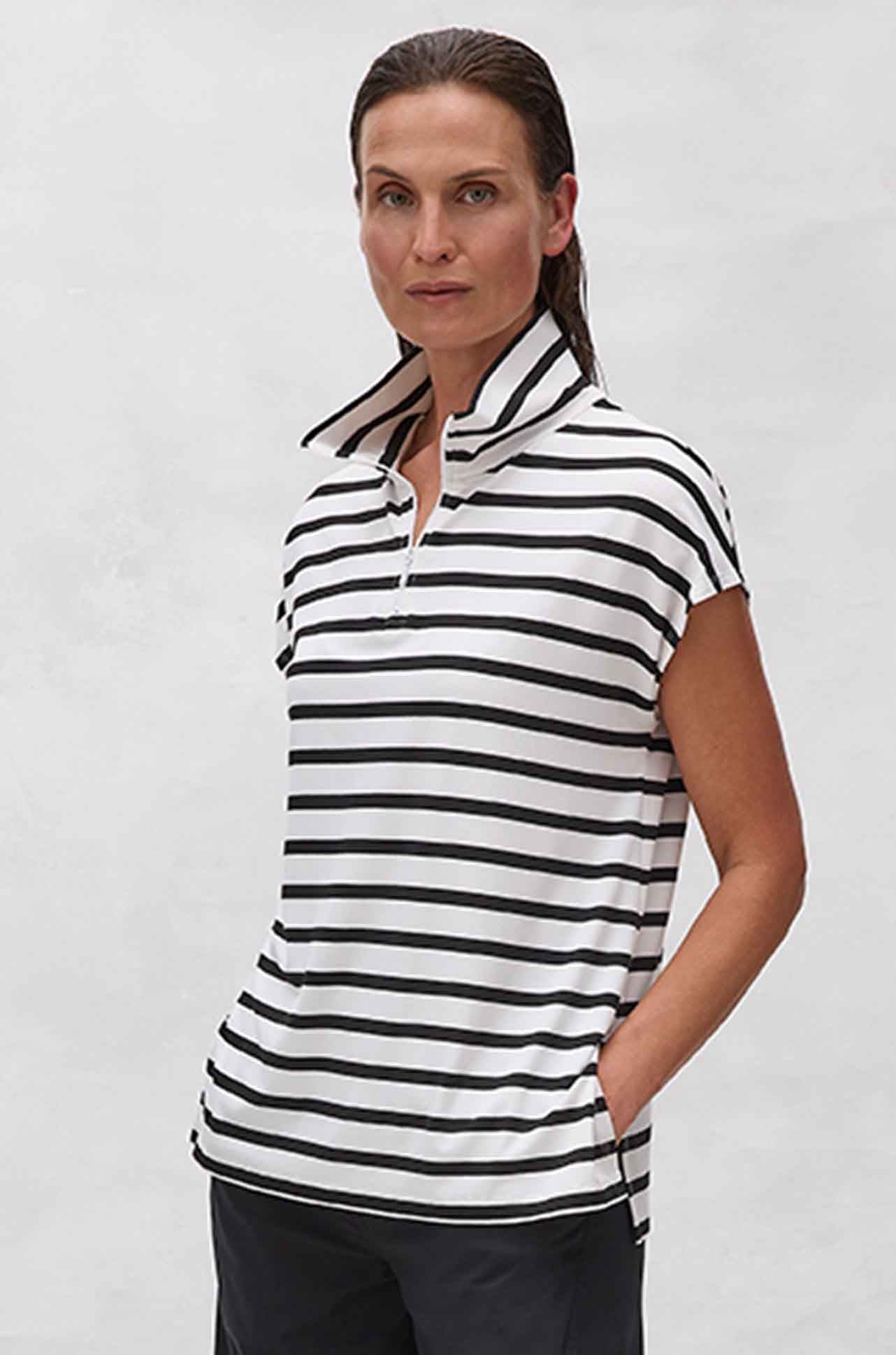 Mela Purdie - Half Zip Shell in Trunk Stripe Knit