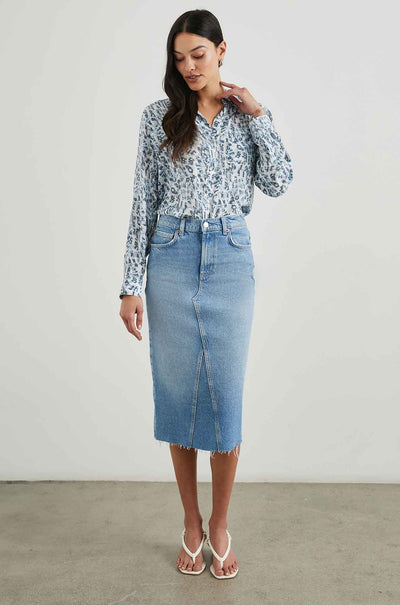 Rails - Josephine L/S Button Down in Blue Abstract