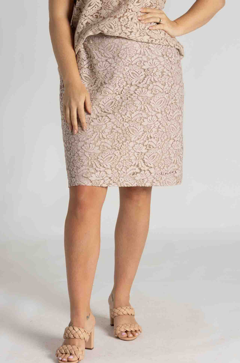 Mela Purdie - Knee Skirt in Broderie Lace