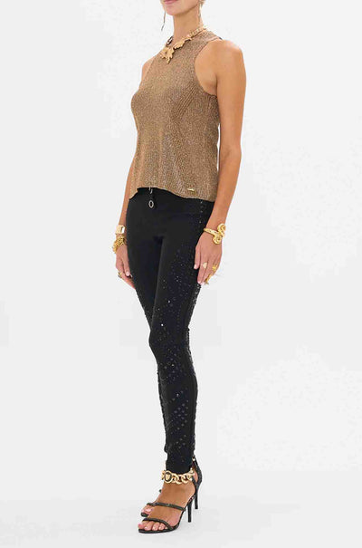 Camilla - Nouveau Noir Crew Neck Knit Cami