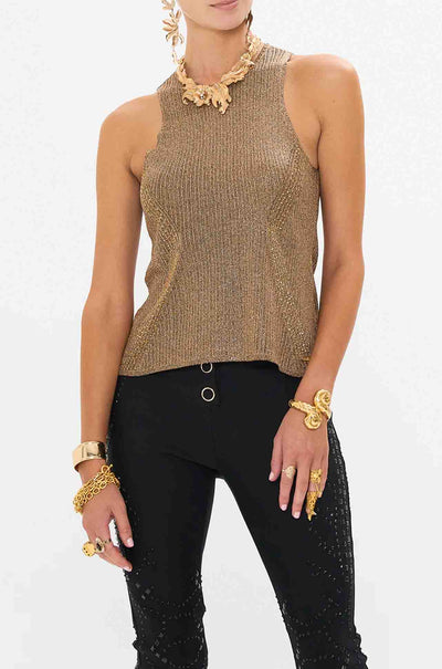 Camilla - Nouveau Noir Crew Neck Knit Cami