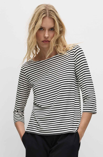 Mela Purdie - Relaxed Boat Neck in Straw Stripe