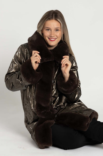 Joseph Ribkoff - Reversible Faux Fur Coat