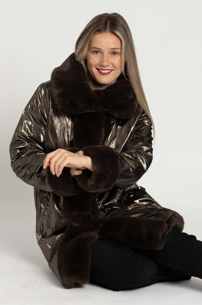 Joseph Ribkoff - Reversible Faux Fur Coat