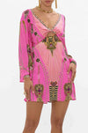 Camilla - Song Of The Scarab Long Sleeve Twist Short Dress