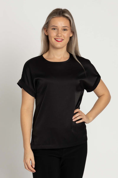 Joseph Ribkoff - Satin Front Short Sleeve Top