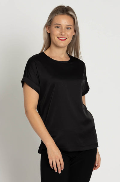 Joseph Ribkoff - Satin Front Short Sleeve Top