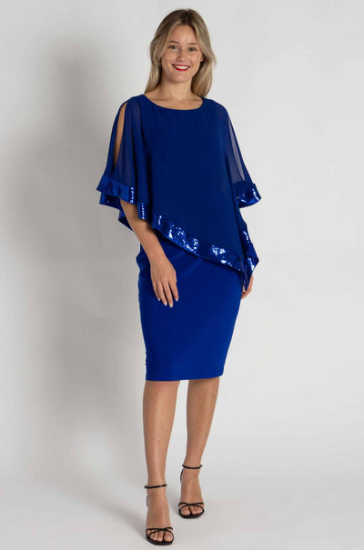 Joseph Ribkoff - Sequin Trim Chiffon Overlay Dress