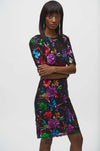 Joseph Ribkoff - Sequined Mesh Floral Print Sheath Dress