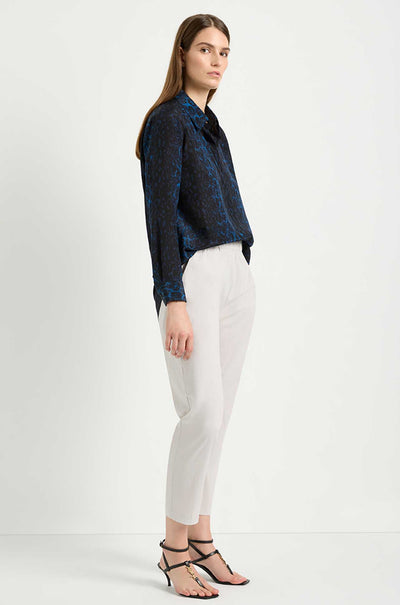 Mela Purdie - Soft Shirt in Sapphire Leopard Silk Print