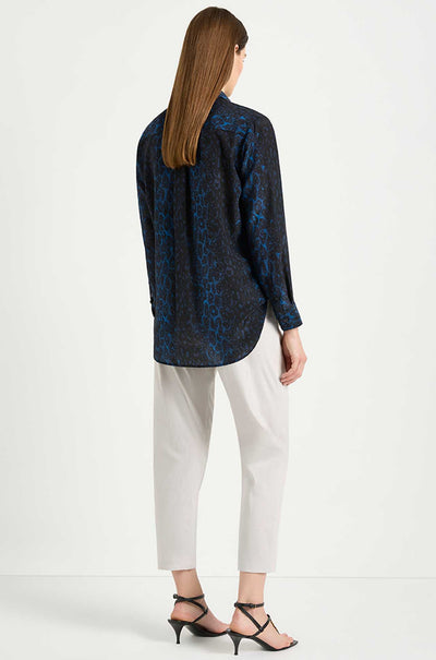 Mela Purdie - Soft Shirt in Sapphire Leopard Silk Print