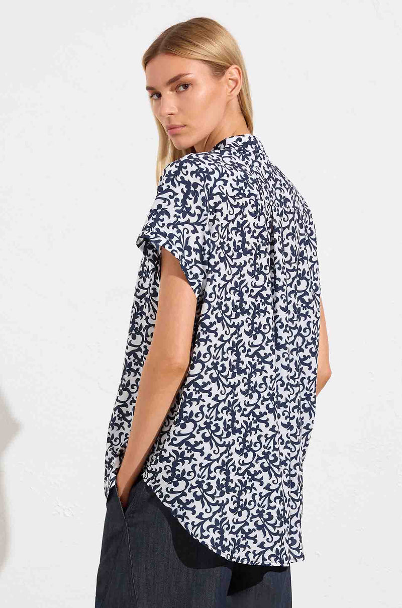 Mela Purdie - Soft Stand Shirt in Quill Print