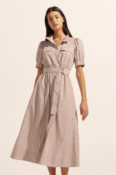 zoe kratzmann - starling dress in mocha stripe