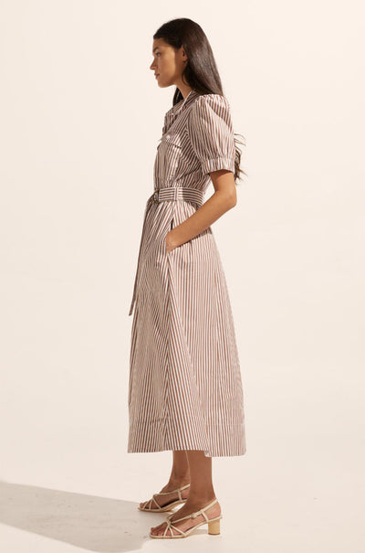 zoe kratzmann - starling dress in mocha stripe