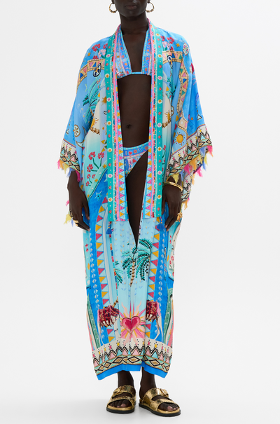 Camilla - A Painted Village Kimono Layer with Collar