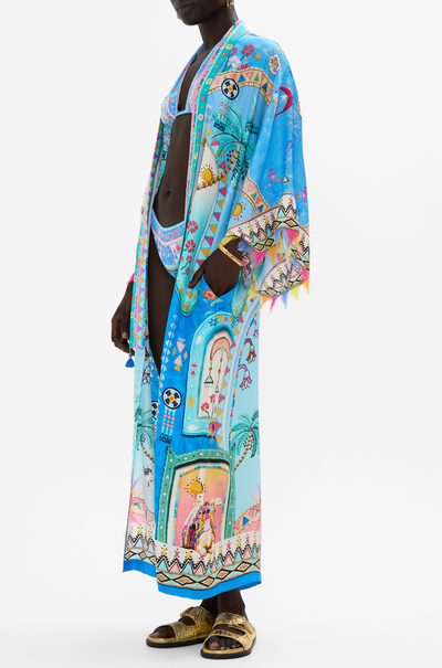 Camilla - A Painted Village Kimono Layer with Collar