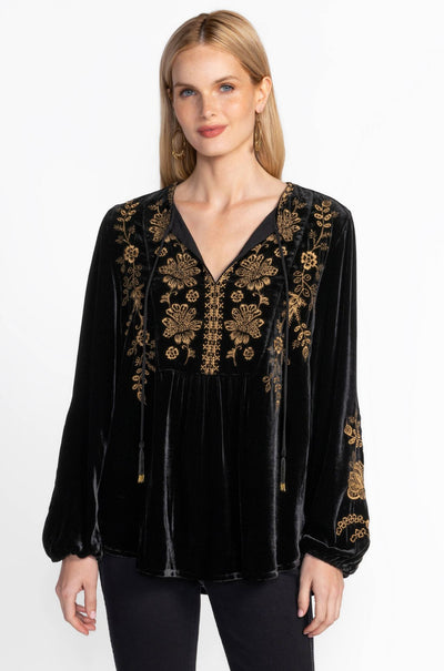 Johnny Was - Curved Hem Prairie Blouse in Nyomi