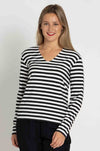 Mela Purdie - V Neck Top in Bevel Stripe Knit