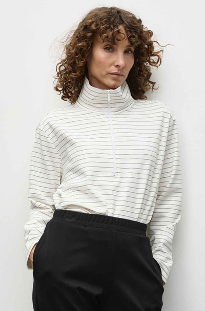 Mela Purdie - Zip Front Sweater in Micro Stripe Ponte