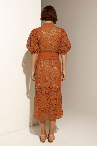 zoe kratzmann - kinetic dress in toffee lace