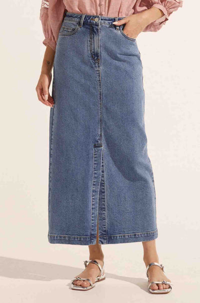 zoe kratzmann - meridian skirt in mid wash denim