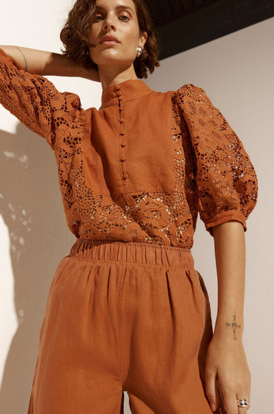 zoe kratzmann - presence top in toffee lace