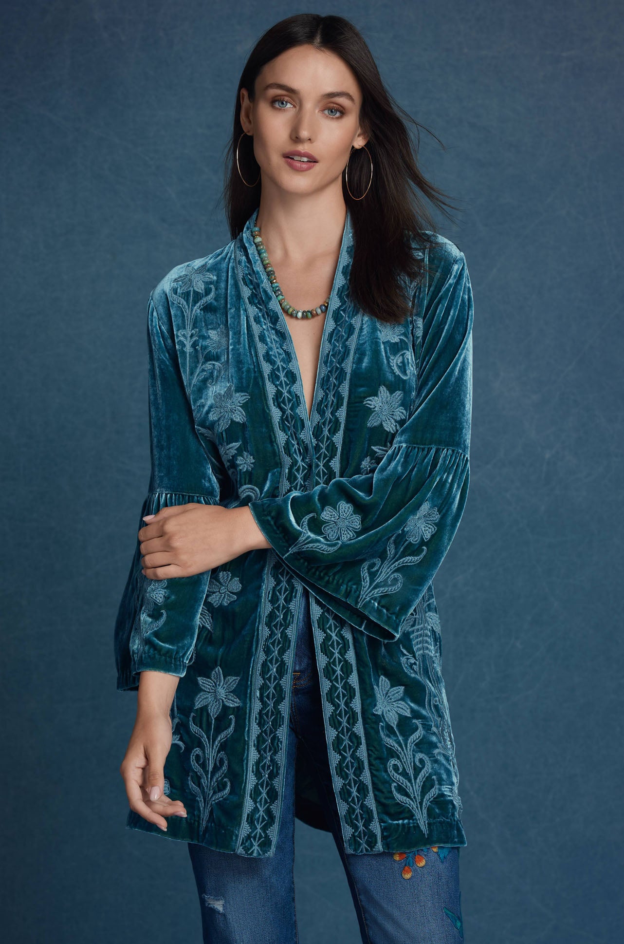 Johnny Was - Velvet Ruffle Sleeve Kimono - Talithia