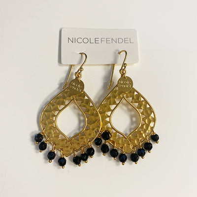 Nicole Fendel - Cierra Beaded Earrings in Gold & Onyx