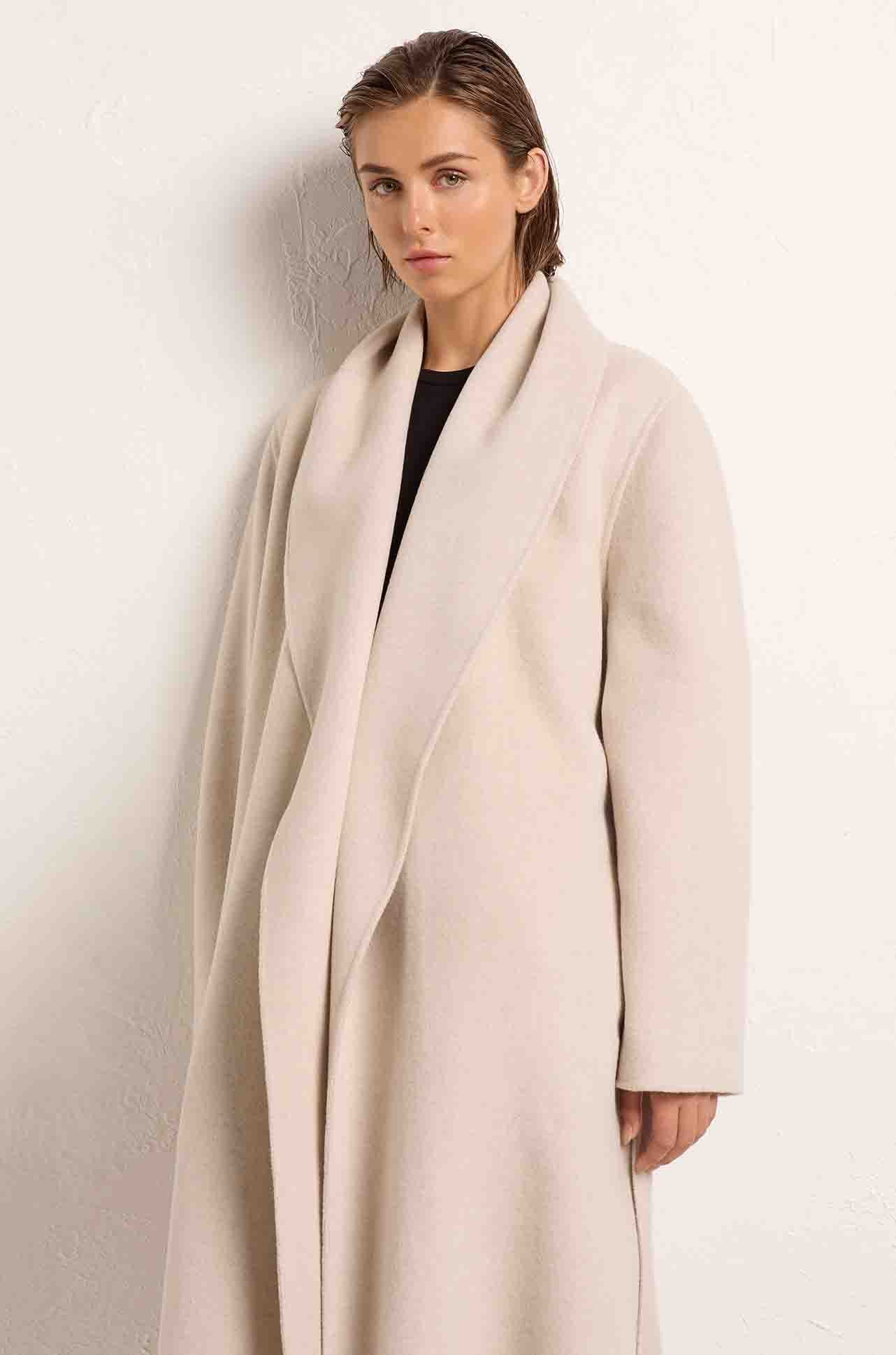 Mela Purdie - Long Shawl Coat in Cashmere Felt - Zambezee